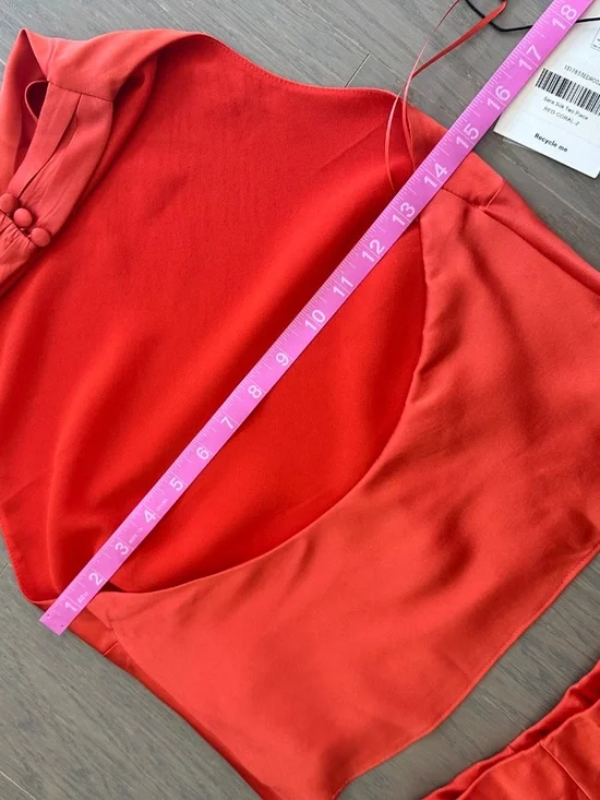 Reformation SERA Two Piece Silk Maxi Skirt Set Red Coral Orange Sz 2 - With Tags - Picture 7 of 10